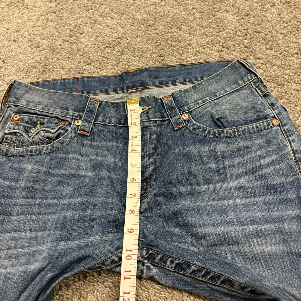 True Religion Straight Leg Pocket Flaps OM Denim Blue Jeans Dhum Men's 36x34